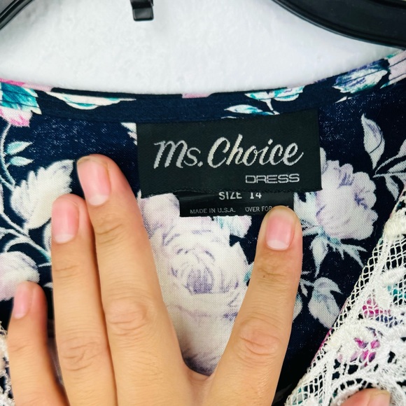 Vintage Ms. Choice Lace Collar Floral Midi 90s Princess Shabby Chic Dress - Picture 6 of 9